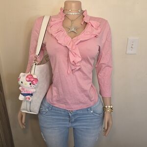 ☆Chaps Pink Ruffled Blouse☆